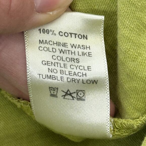 Jess & Jane Green Abstract Floral Cotton Dress Pockets Size Small USA Boho Artsy - Picture 8 of 9